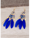 Boucles d'oreilles à plumes - Bleu