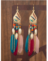 Boucles d'oreilles à plumes - Multicouleur