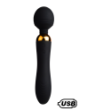 SHAKE Noir, Vibromasseur Wand USB en silicone médical avec 2 puissants moteurs indépendants - BQ107BLK