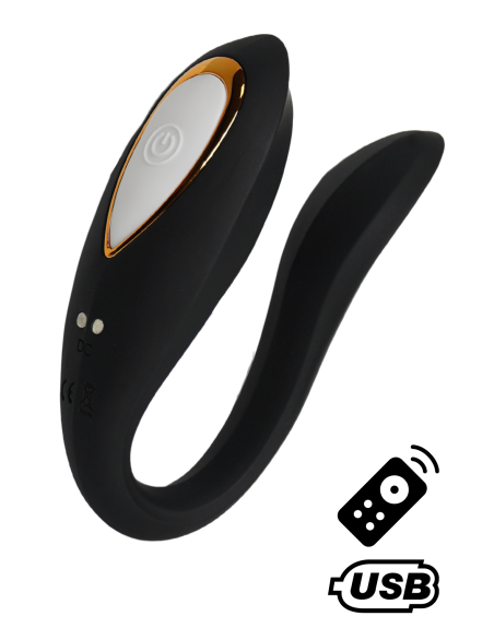 OSMOSE, stimulateur pour couple USB, à double tête, avec télécommande, en silicone médical - BQ602BLK