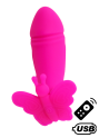 BUTTERFLY, Mini Vibromasseur avec stimulateur clitoridien Papillon rose USB, avec télécommande - BQ162PNK